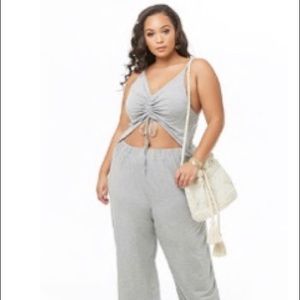 Plus size Runched cutout cami jumpsuit